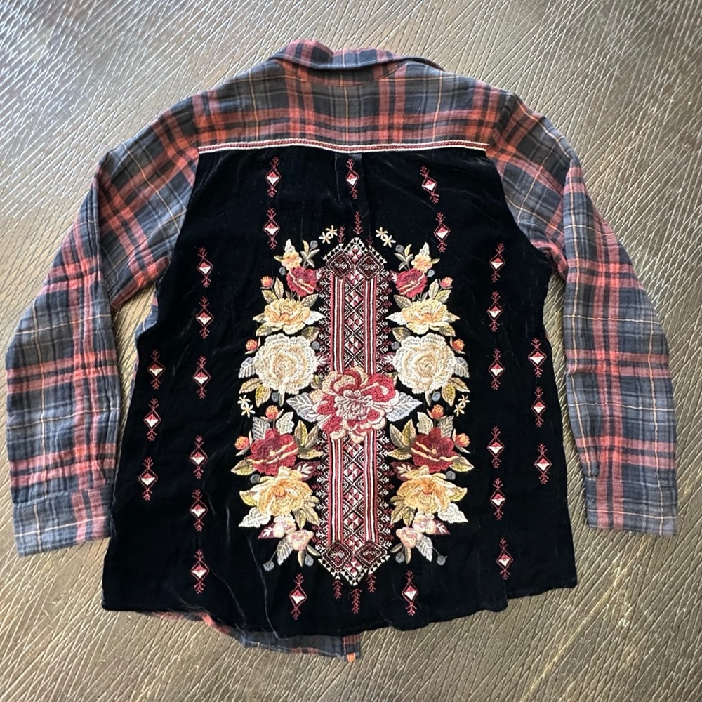 Womens Johnny Was cotton velvet shirt - Med